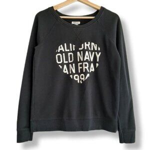 OLD NAVY | Heart Graphic Crewneck Sweatshirt B&W Sz S Flawed